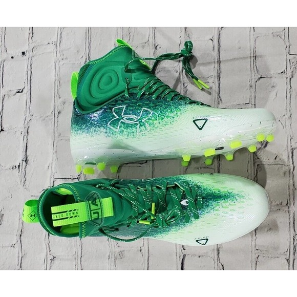 Under Armour UA Spotlight Lux MC 2.0 Football Cleats Green White MENS SIZE 11 - Picture 5 of 8